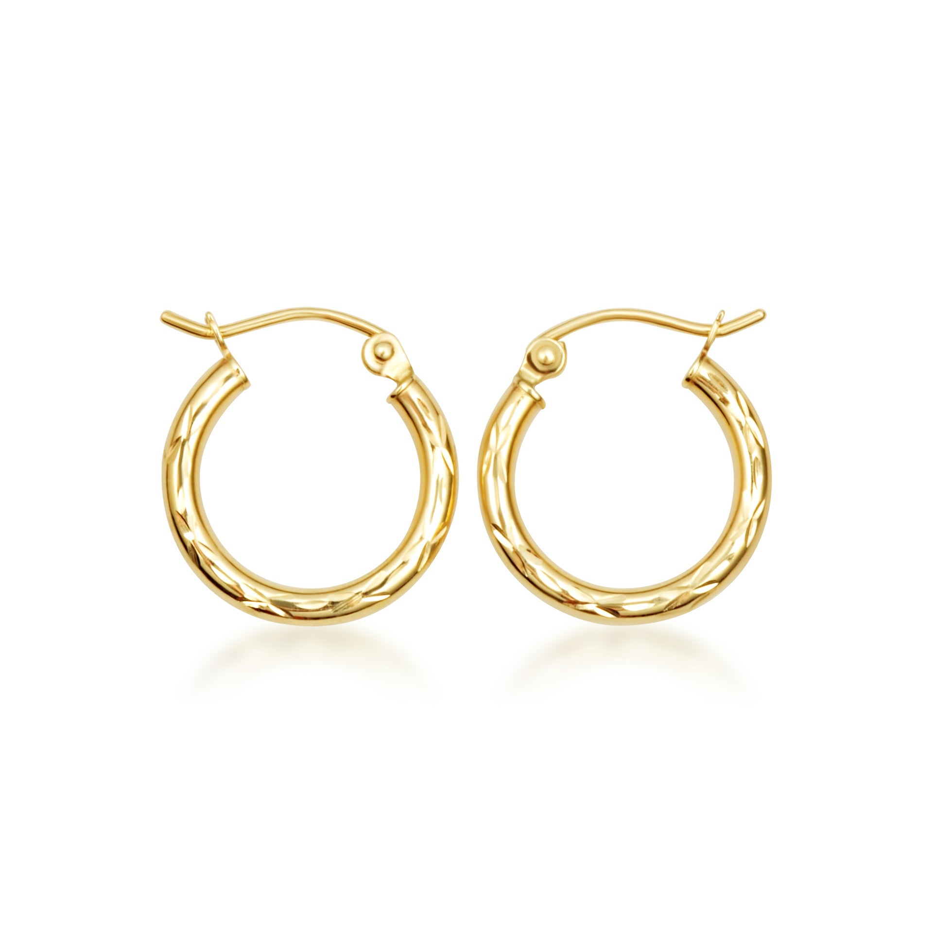 10 Karat Yellow Gold Diamond Cut Earrings
