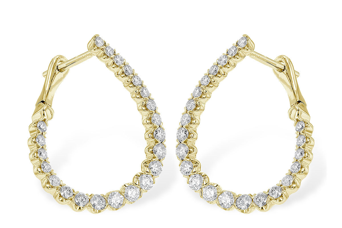 14 Karat Yellow Gold Round Shape 1.00 Natural Diamond Earrings