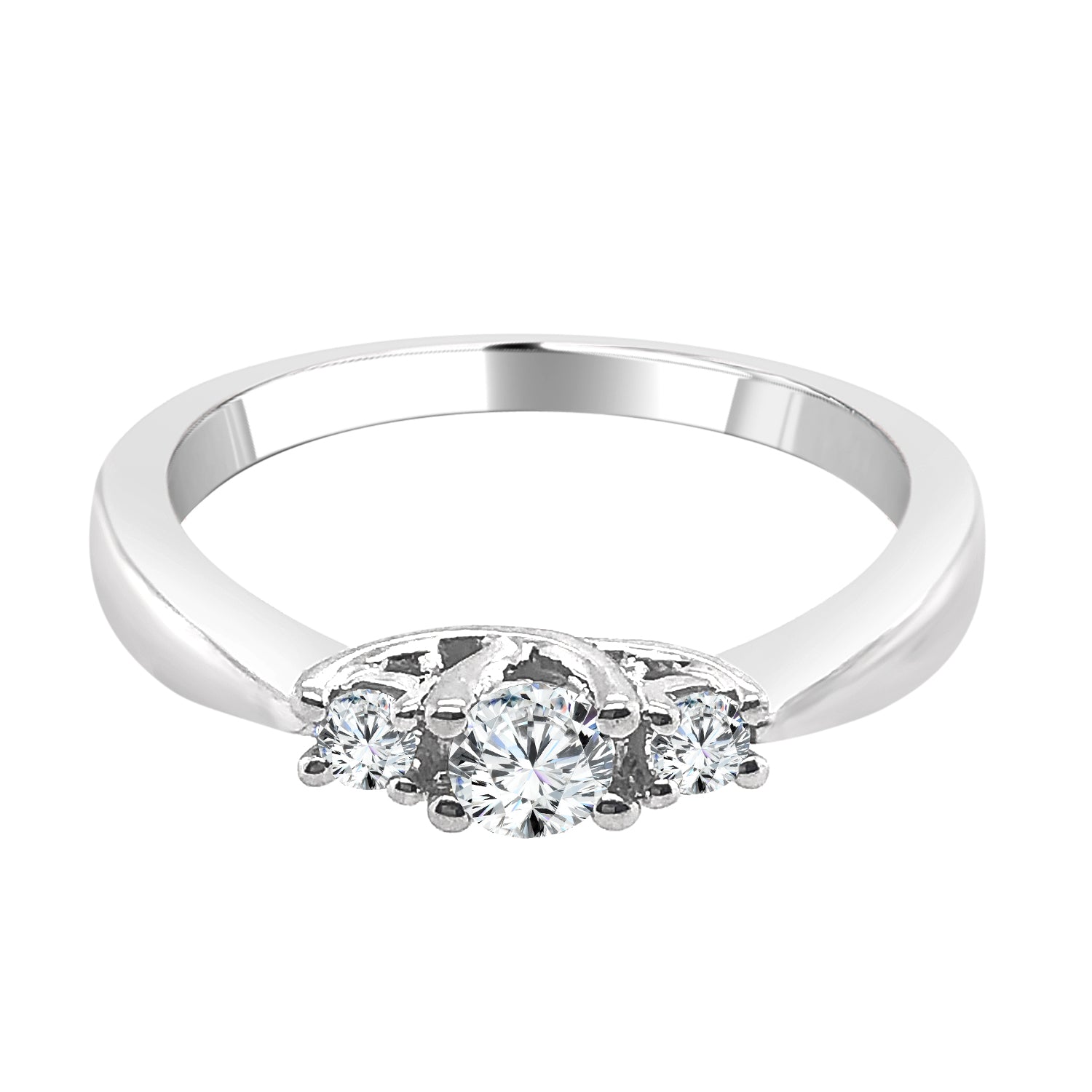 Pinched Shank Round Natural Diamond Engagement Ring in 14 Karat White Gold (0.27 ct)