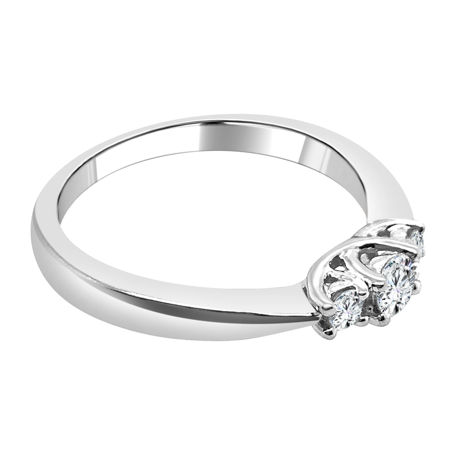 Pinched Shank Round Natural Diamond Engagement Ring in 14 Karat White Gold (0.27 ct)
