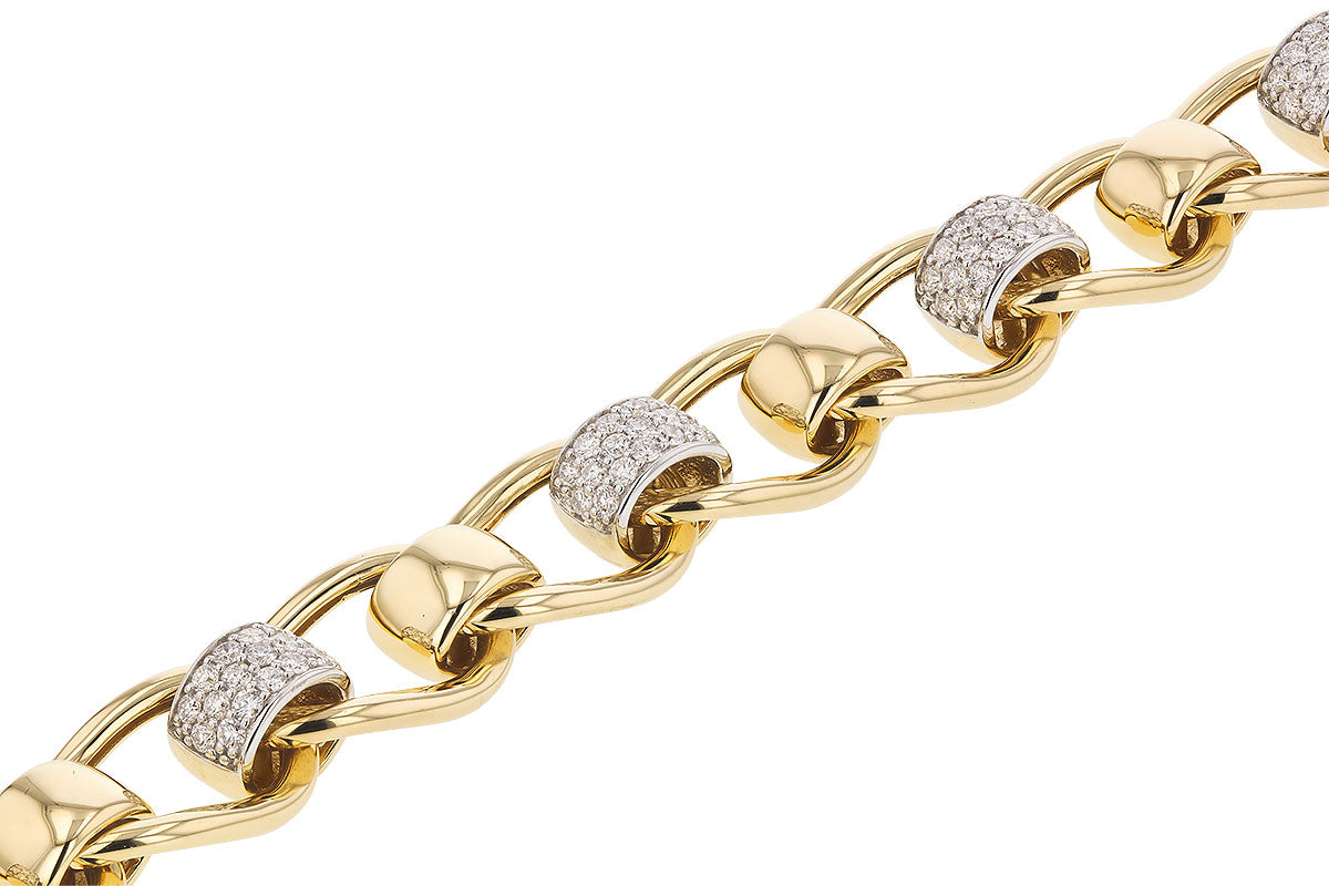 14 Karat Two-Tone Round Natural Diamond Bracelet - 1.75 Carat