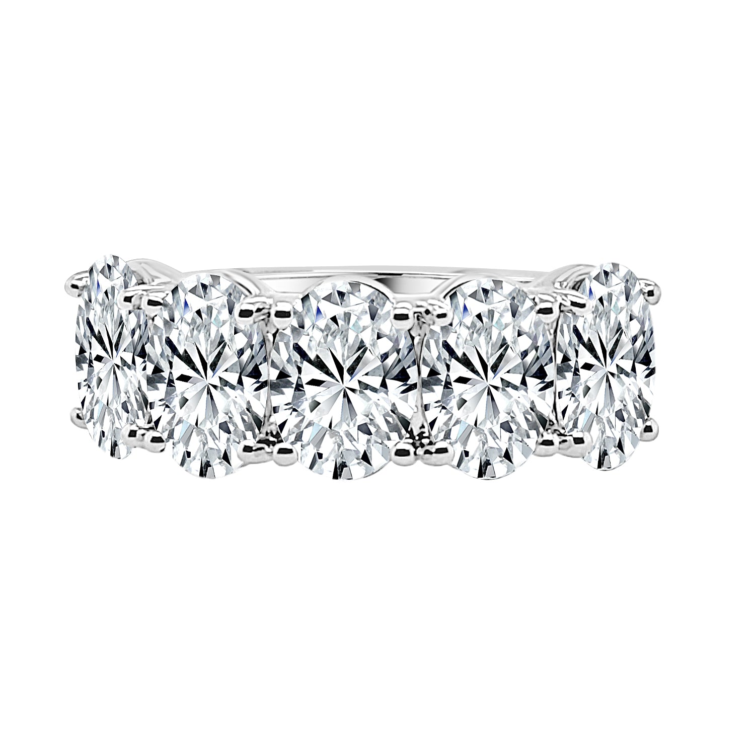 5 Stone Oval Lab Diamond Wedding Band in 14 Karat White Gold (3.50 carats)