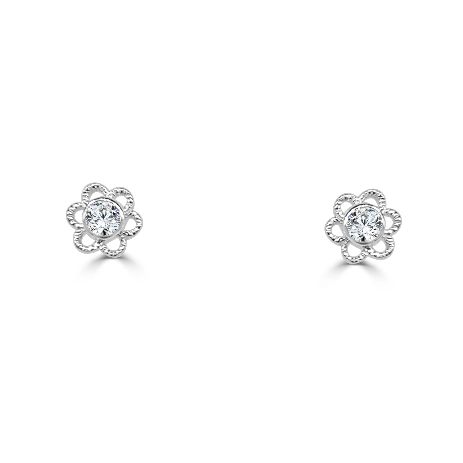 Sterling Silver White Topaz Flower Child Stud Earrings