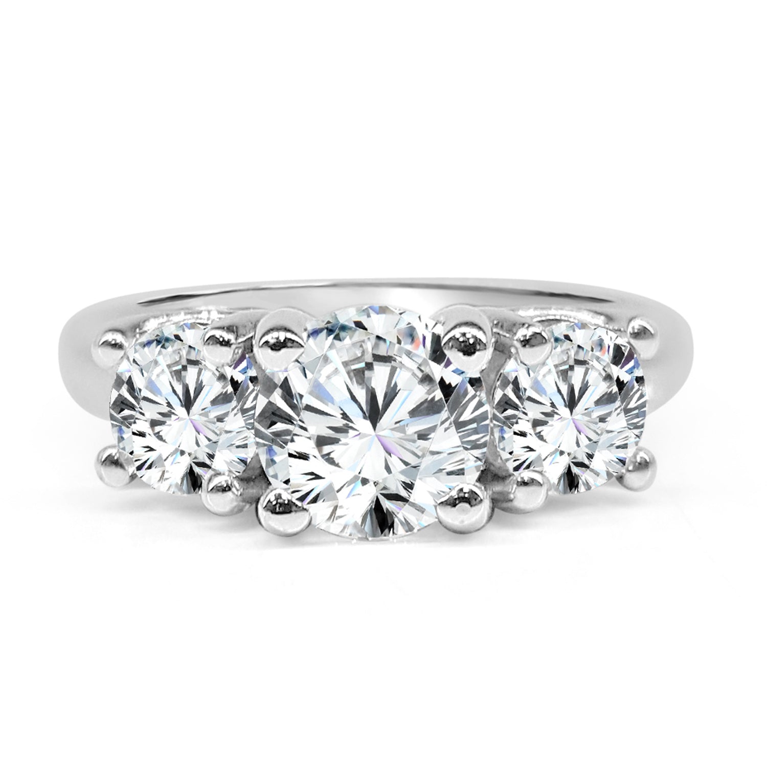 1.53 Carat Round Natural Diamond Engagement Ring in 14 Karat White Gold