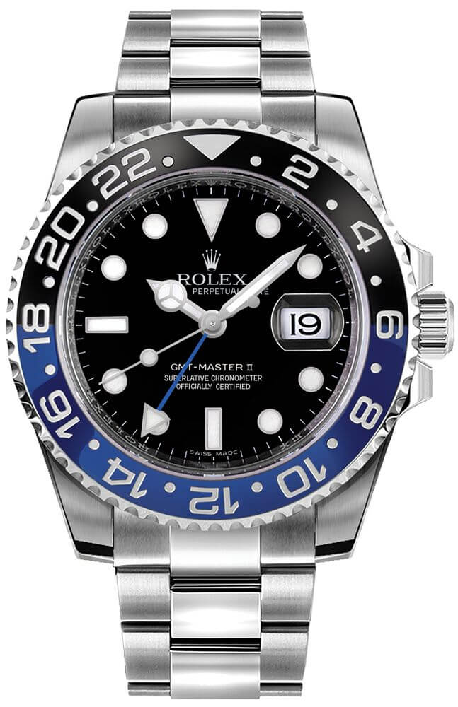 Sure! How about Batman Stainless Steel Rolex GMT Master II 116710BLNR Watch?