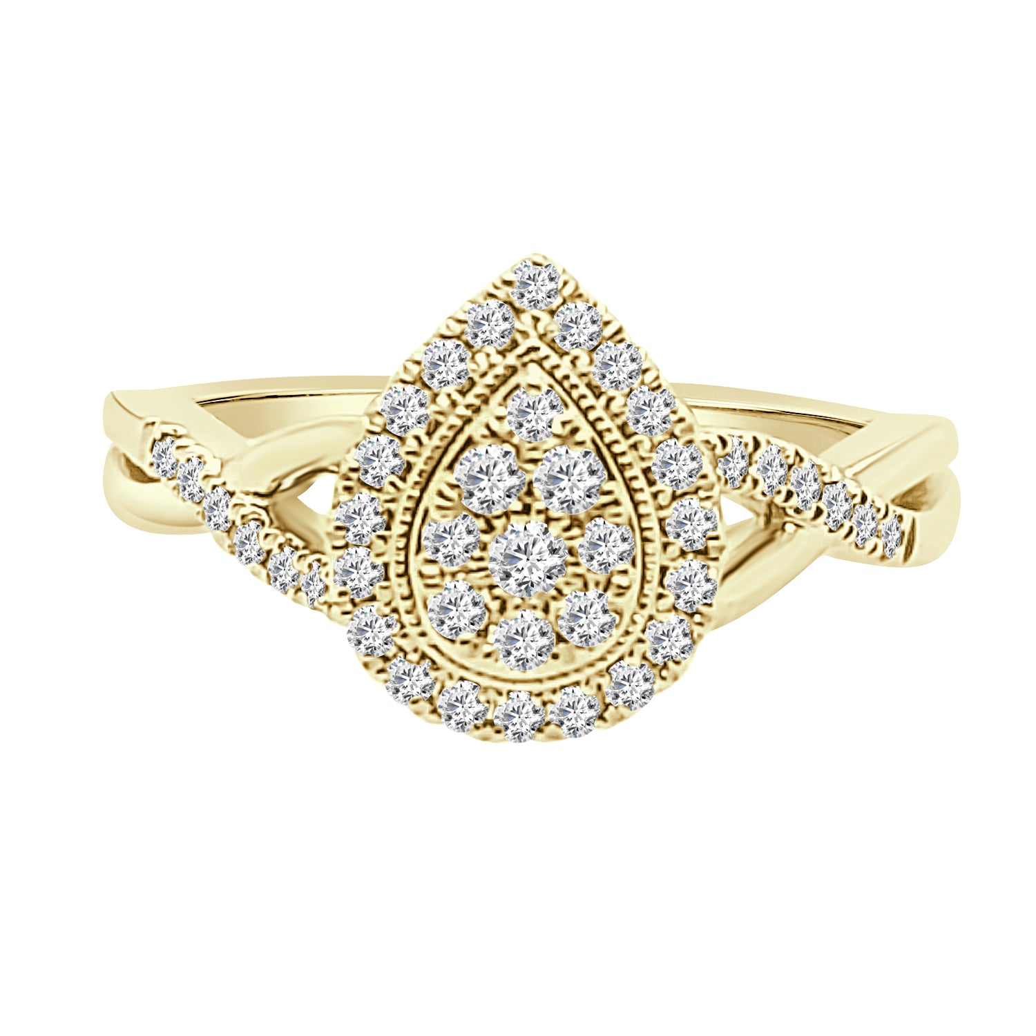 Sure! How about Twist Cluster Pear Diamond Engagement Ring in 10K Yellow Gold (0.33 ct)?