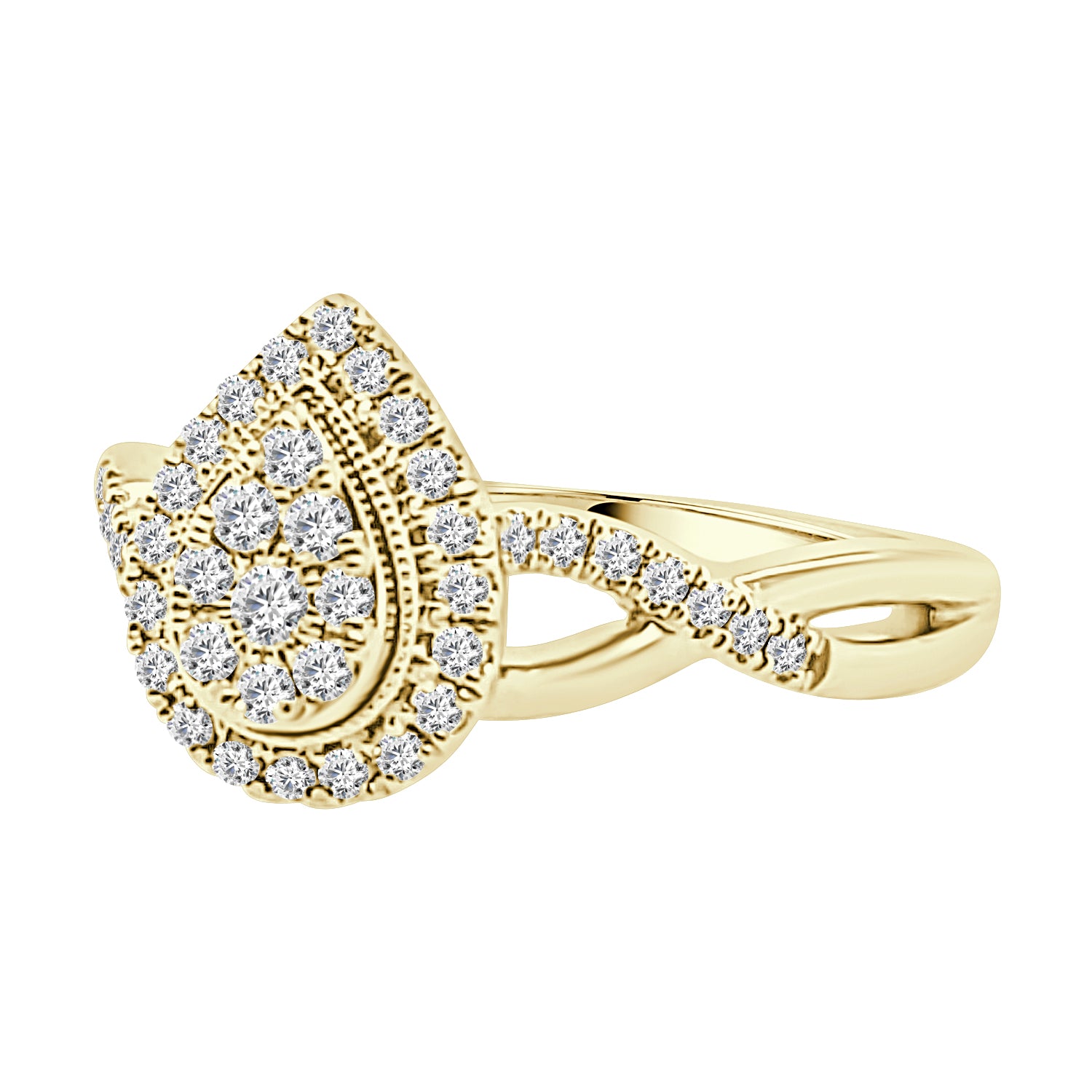 Sure! How about Twist Cluster Pear Diamond Engagement Ring in 10K Yellow Gold (0.33 ct)?