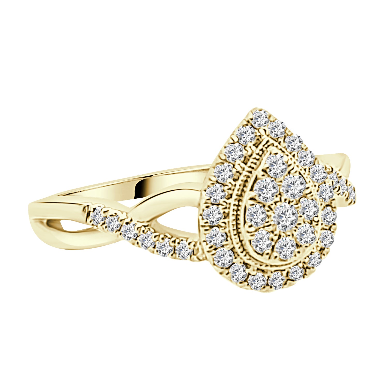 Sure! How about Twist Cluster Pear Diamond Engagement Ring in 10K Yellow Gold (0.33 ct)?