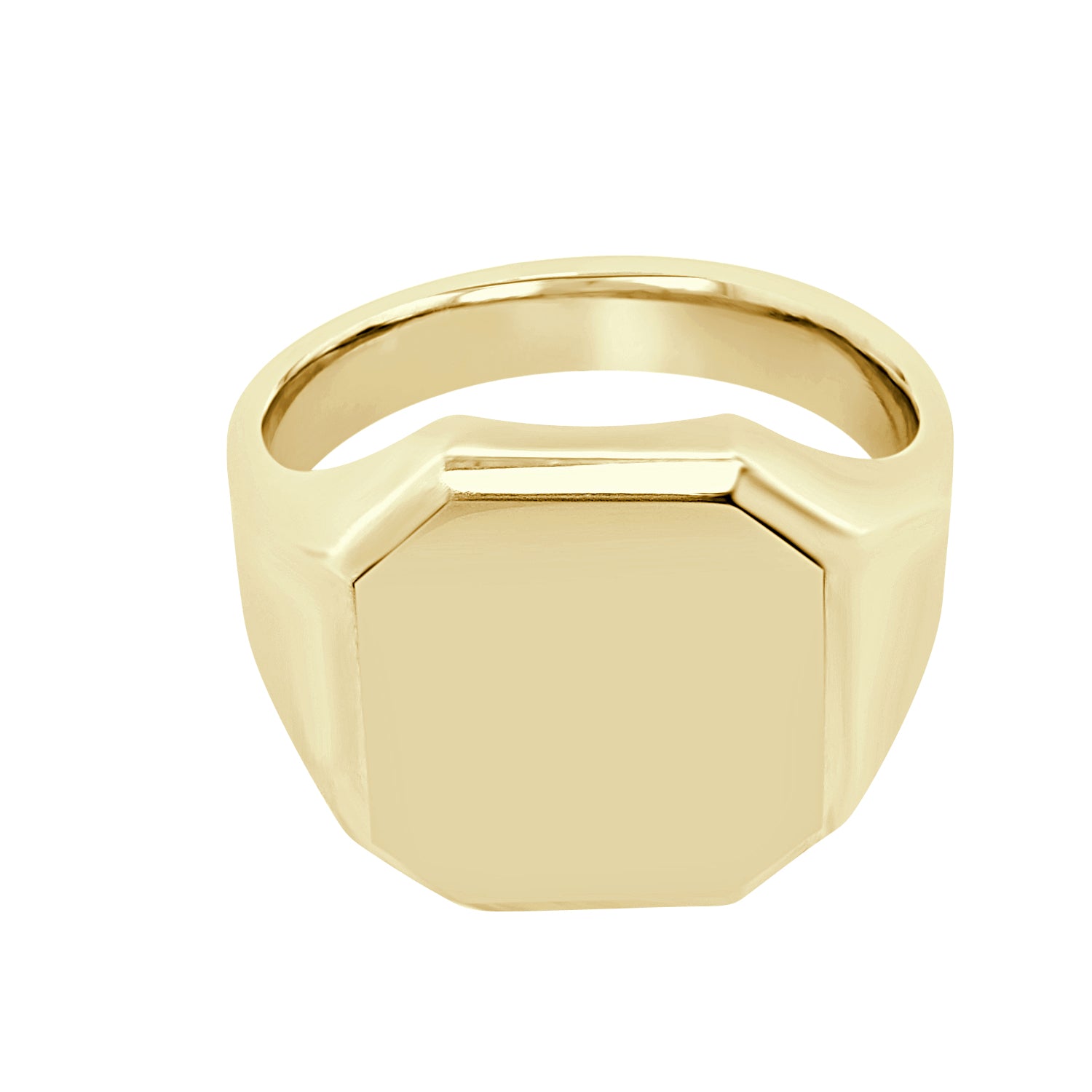 14 Karat Yellow Gold Solid Octagonal Signet Ring