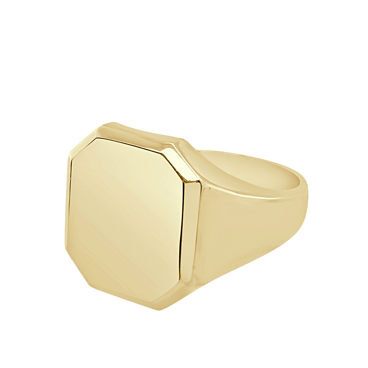 14 Karat Yellow Gold Solid Octagonal Signet Ring