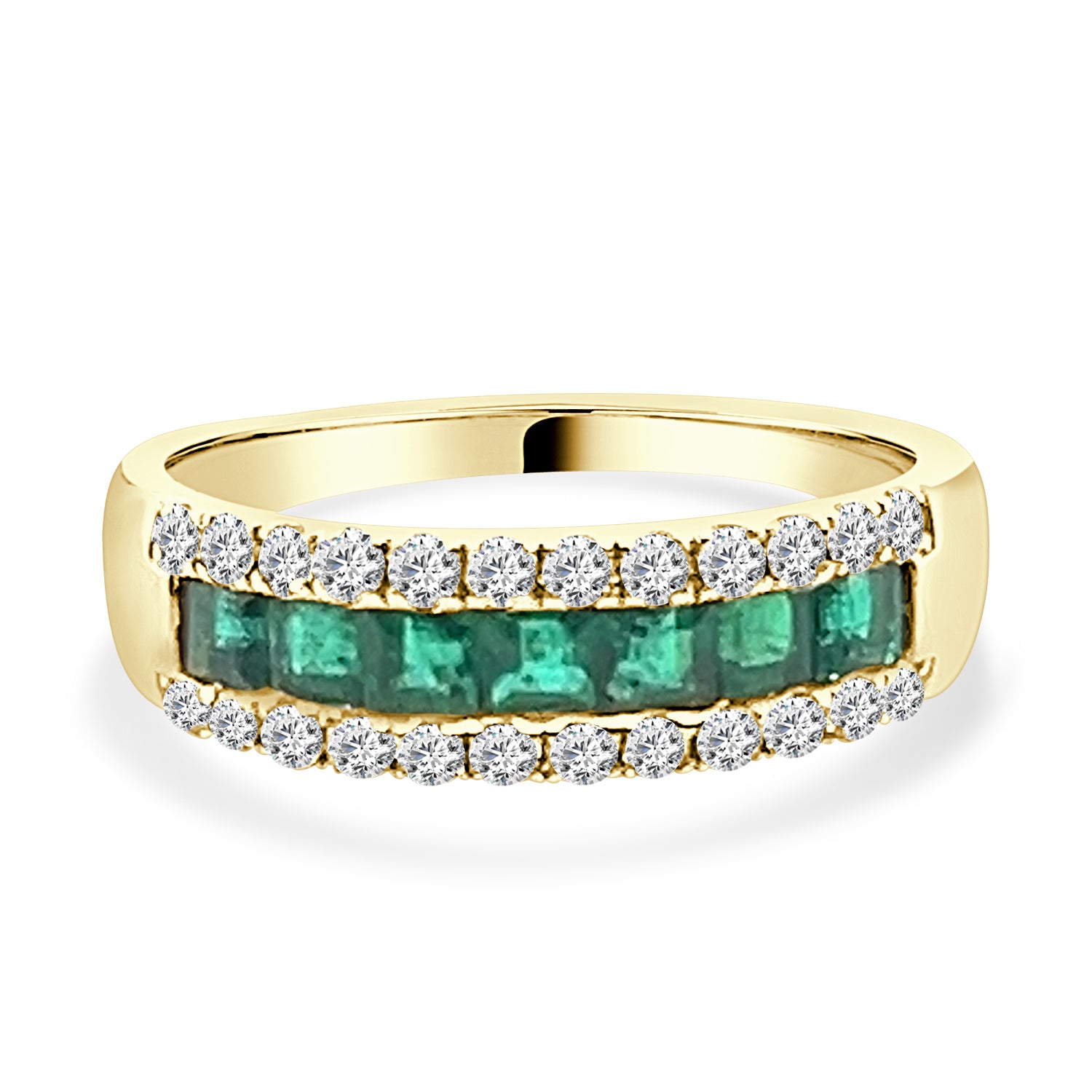 14 Karat Yellow Gold Emerald Ring with 0.77 Carat
