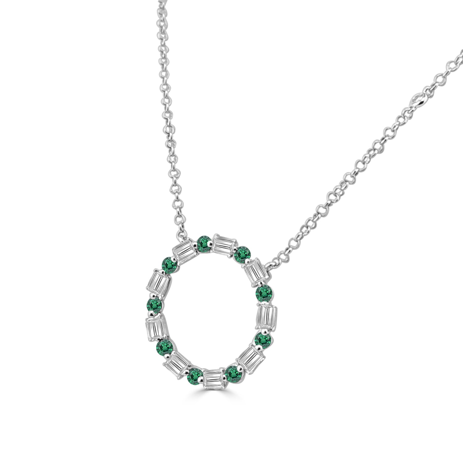 14 Karat Yellow Gold Emerald Necklace with 0.641 Carat Gemstone