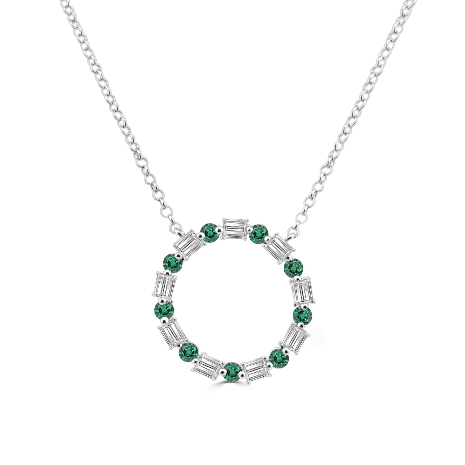 14 Karat Yellow Gold Emerald Necklace with 0.641 Carat Gemstone