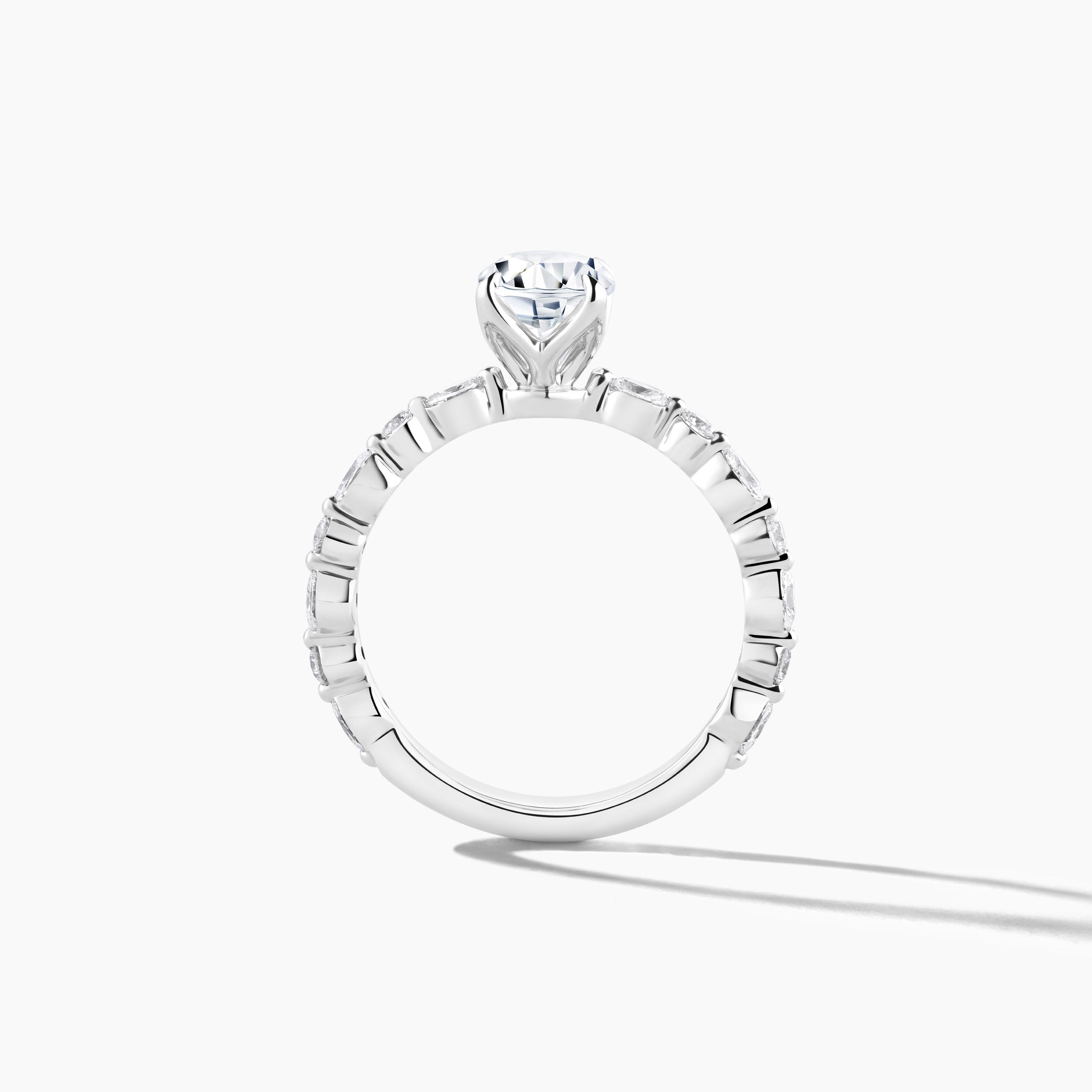 Platinum Oval and RBC Alternating Diamond Band for Engagement Mounting