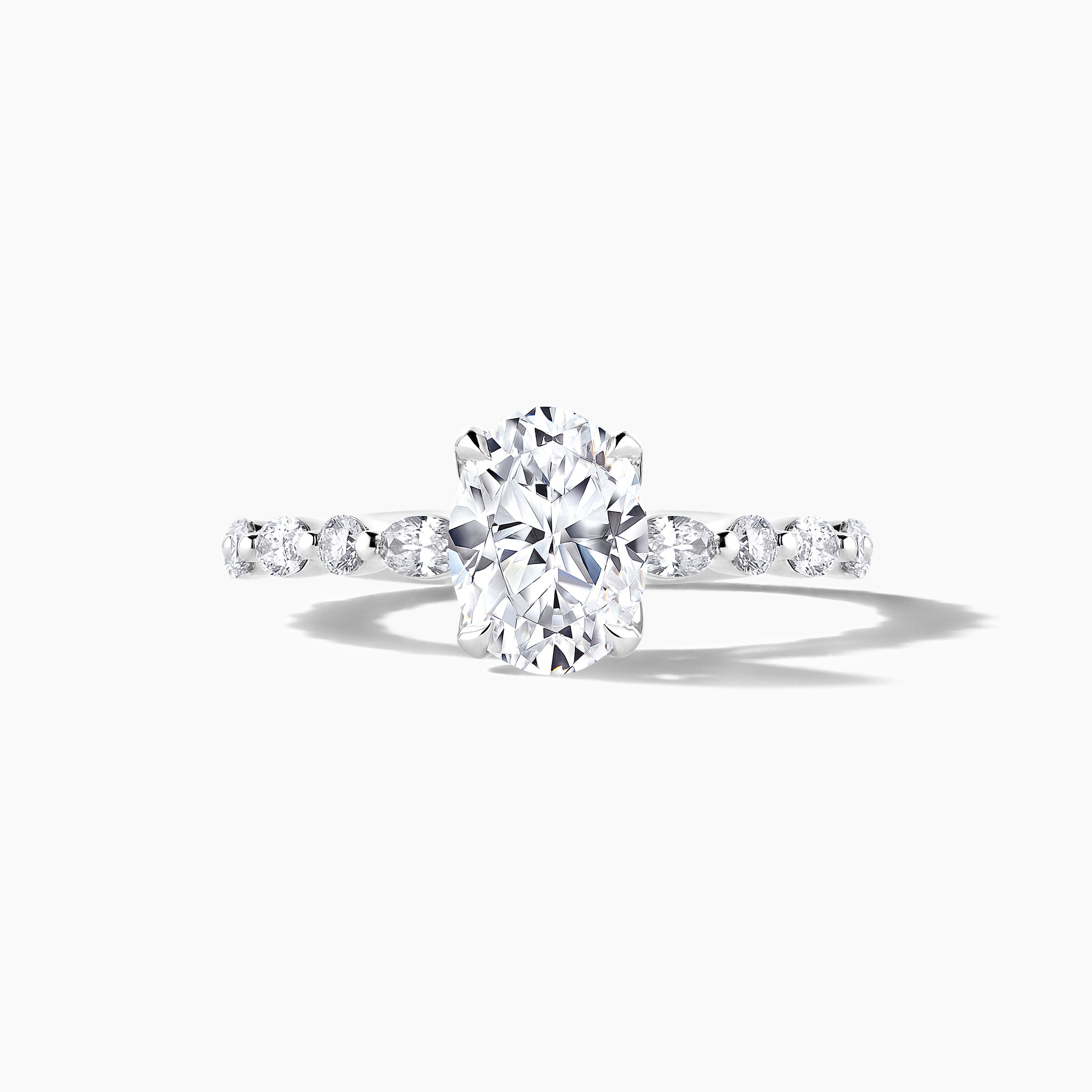 Platinum Oval and RBC Alternating Diamond Band for Engagement Mounting