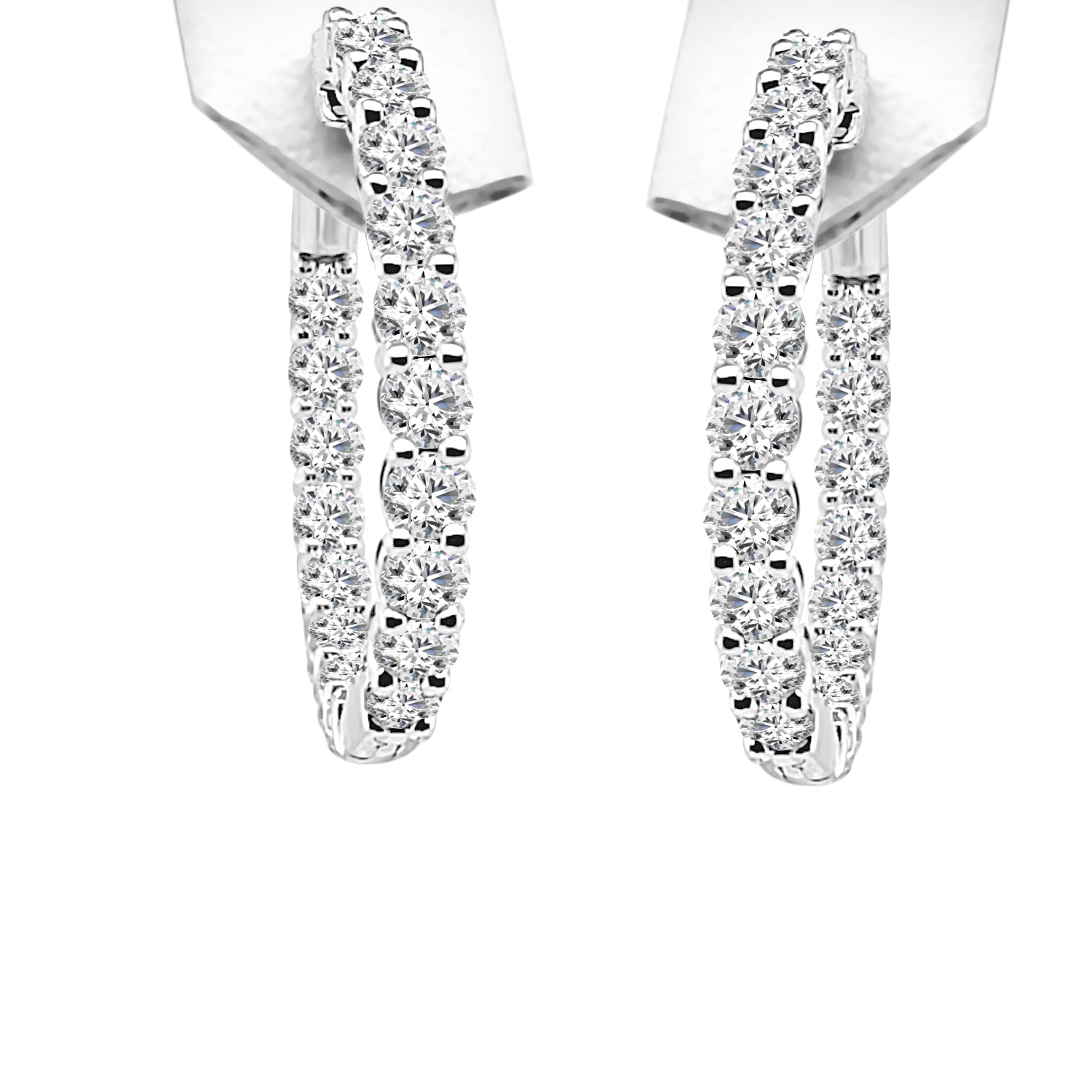 14K White Gold Inside Out Round Lab Diamond Earrings (3.00 ct)
