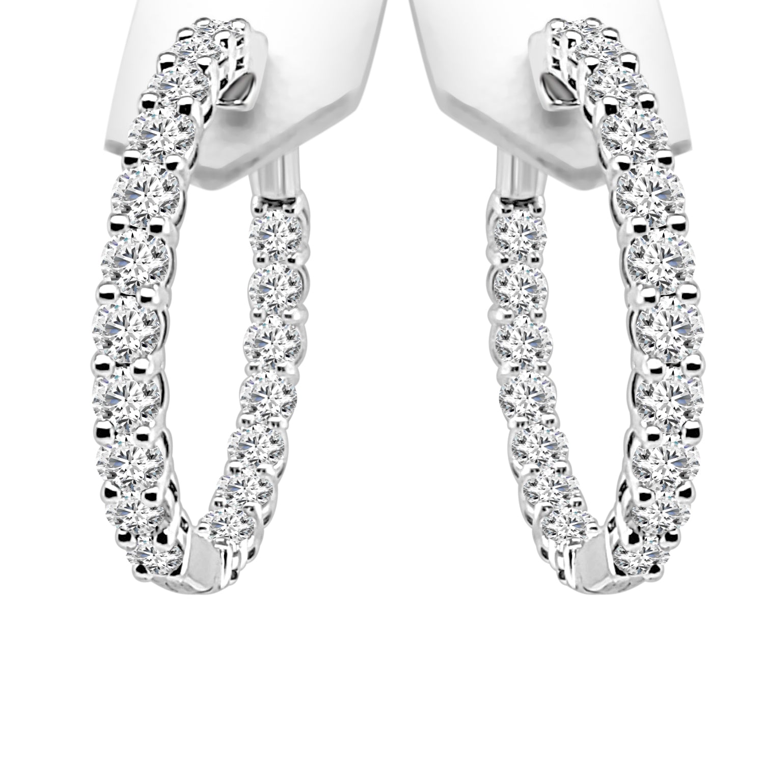 14K White Gold Inside Out Round Lab Diamond Earrings (3.00 ct)