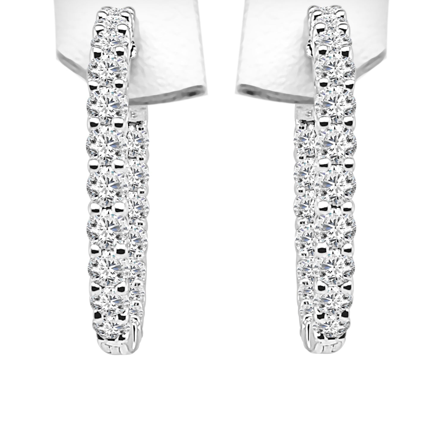 14K White Gold Inside Out Round Lab Diamond Earrings (3.00 ct)