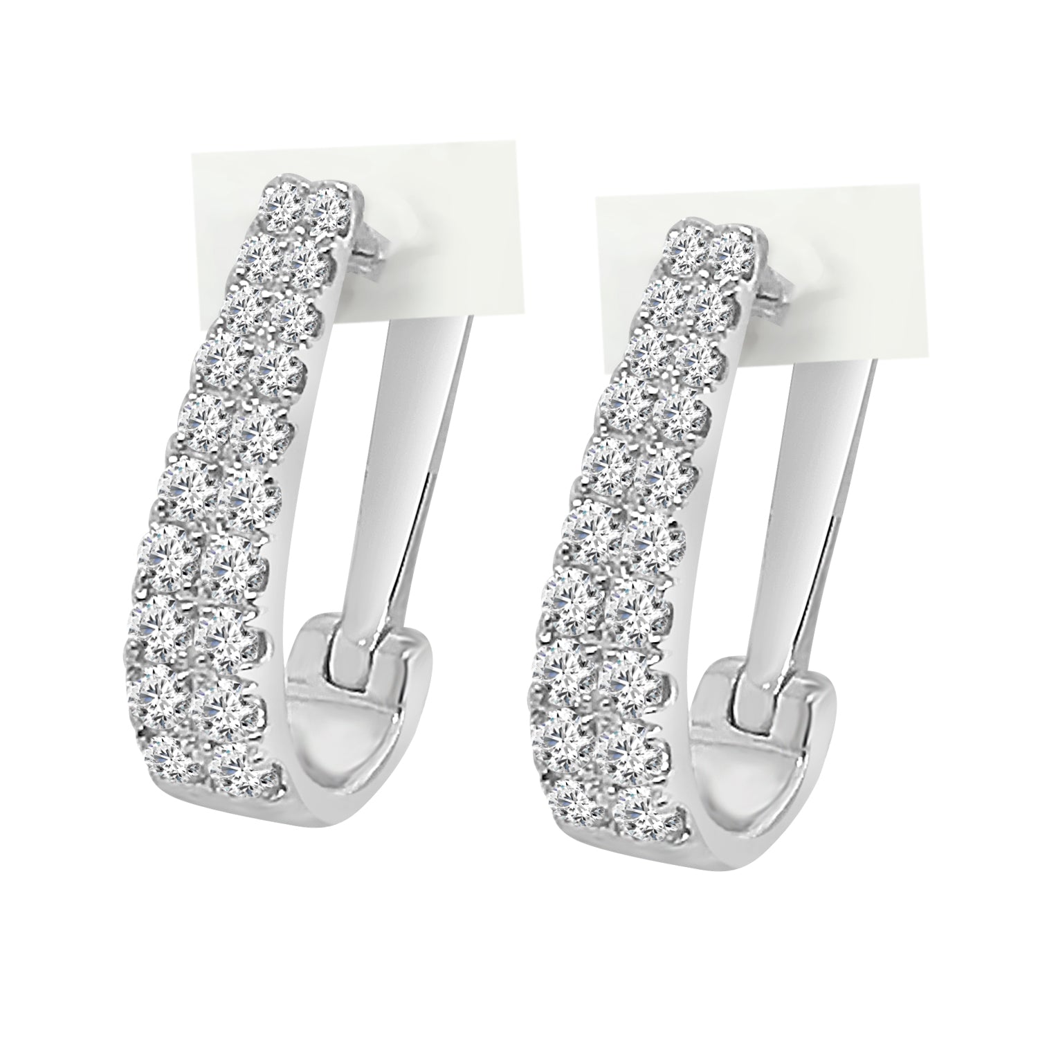 14K White Gold Graduated Double Row Diamond Earrings - 1.00 Carat