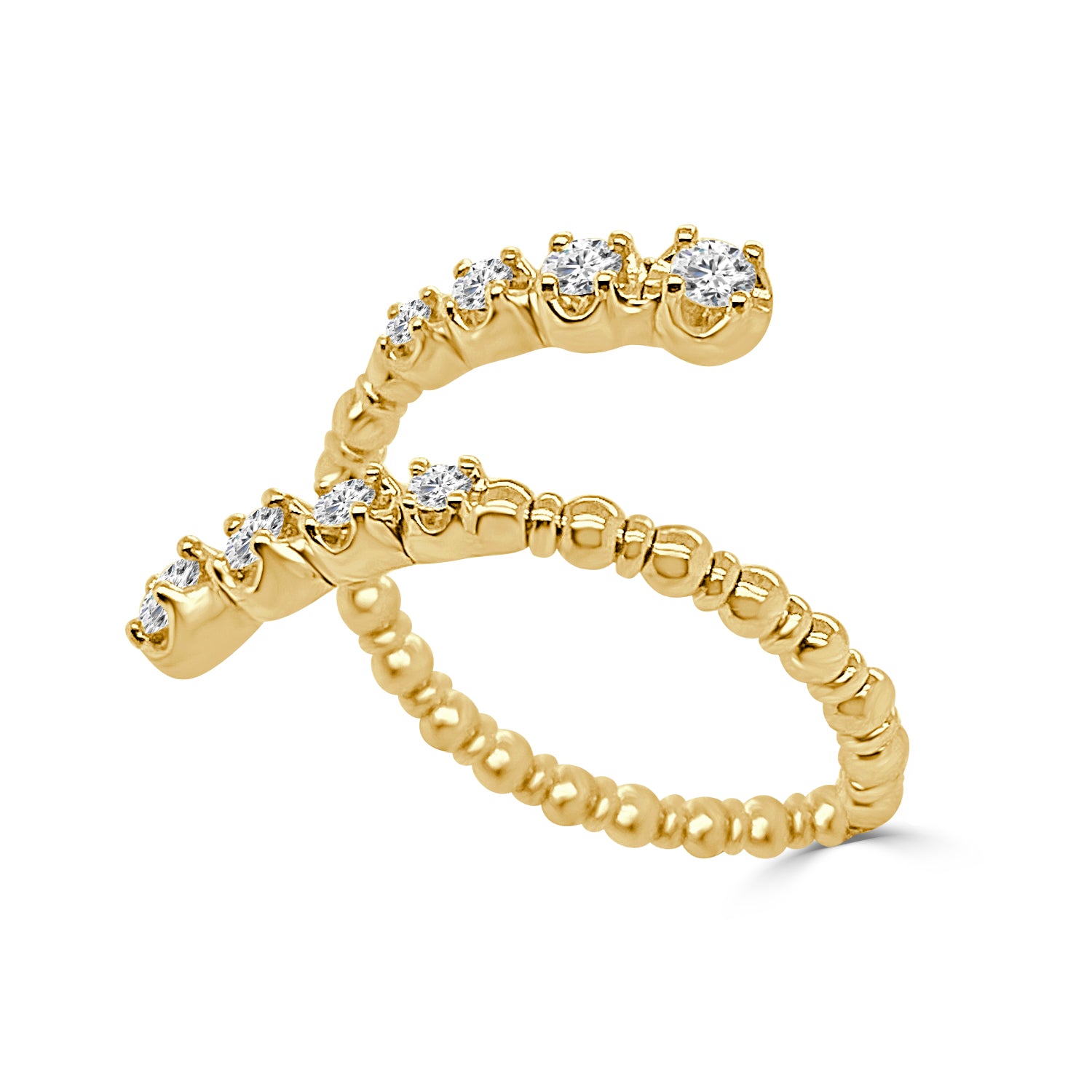14K Yellow Gold Open Diamond Flex Ring with 0.22 Carat Natural Diamond