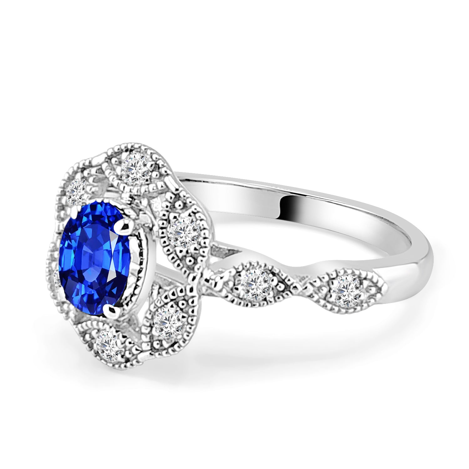 14 Karat Two-Tone Blue Sapphire Ring with 0.84 Carats