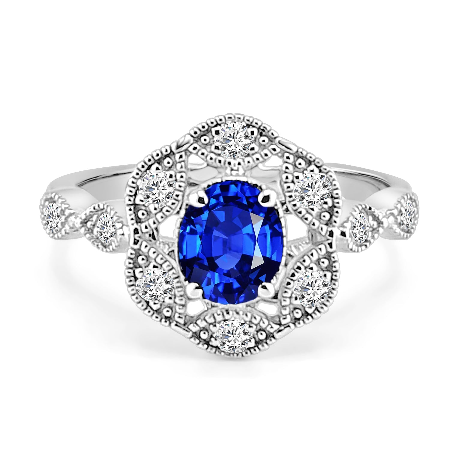 14 Karat Two-Tone Blue Sapphire Ring with 0.84 Carats