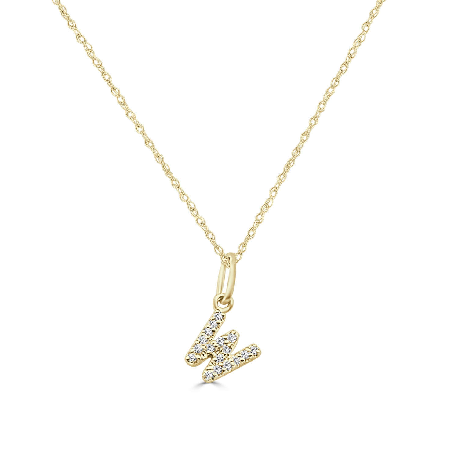 14K Yellow Gold Initial Charm Necklace with Natural Diamond Accent (0.04 ct)