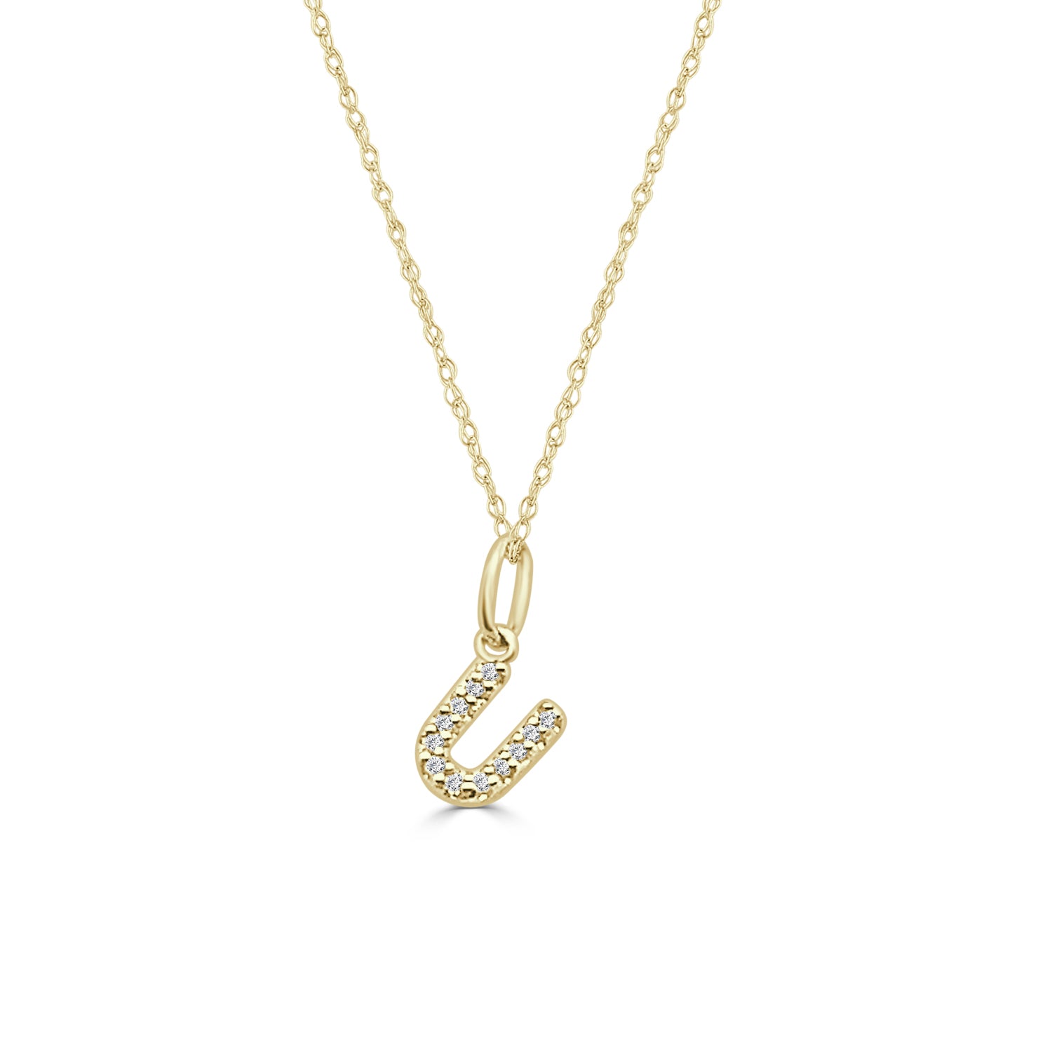14K Yellow Gold Initial Charm Necklace with Natural Diamond Accent (0.04 ct)