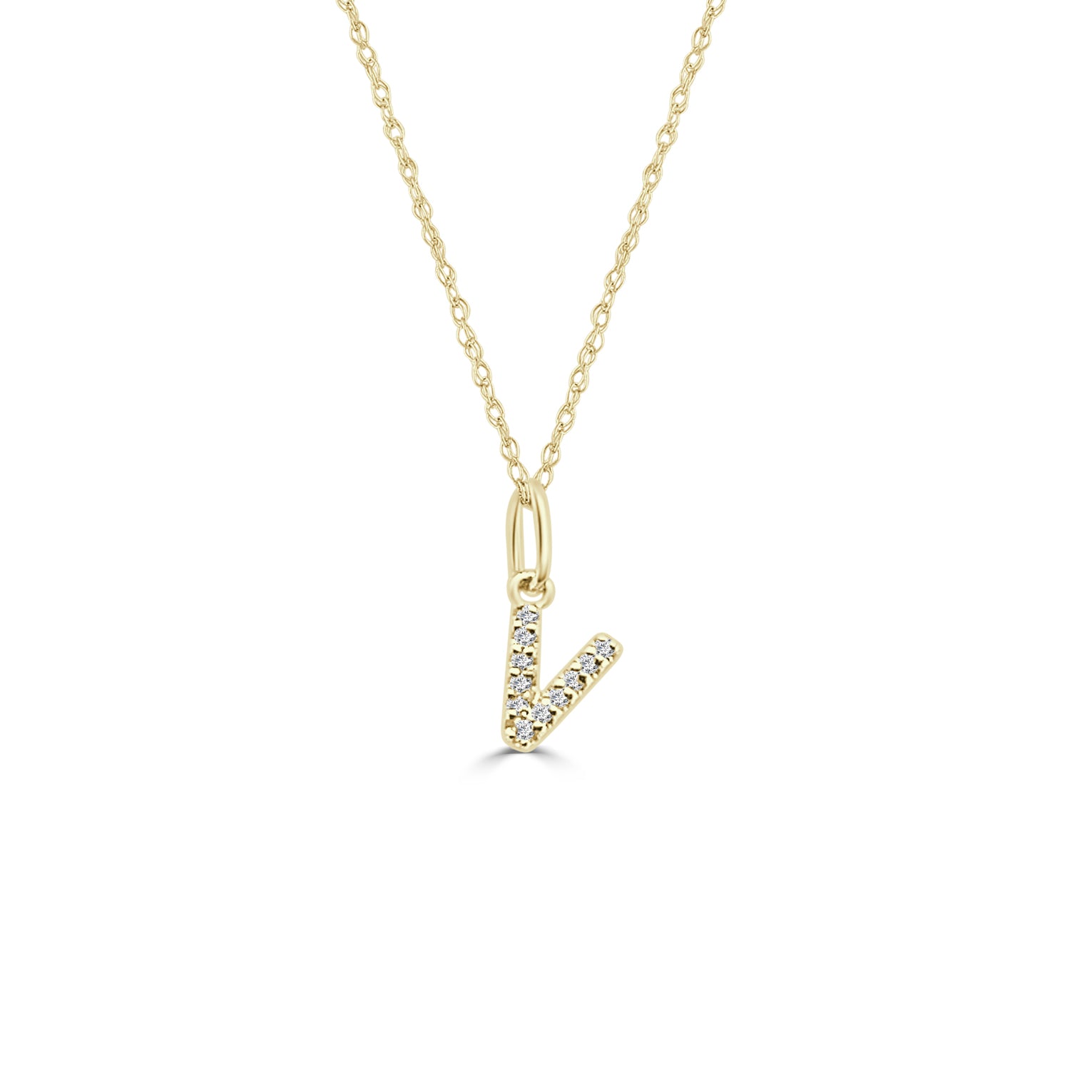 14K Yellow Gold Initial Charm Necklace with Natural Diamond Accent (0.04 ct)