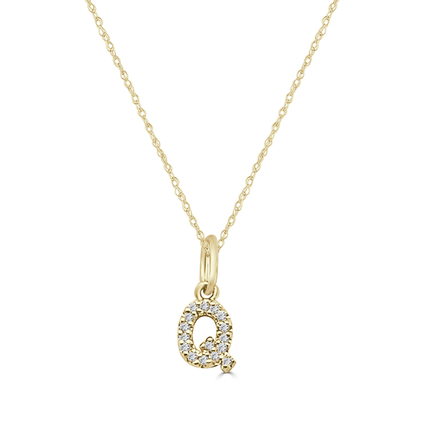 14K Yellow Gold Initial Charm Necklace with Natural Diamond Accent (0.04 ct)