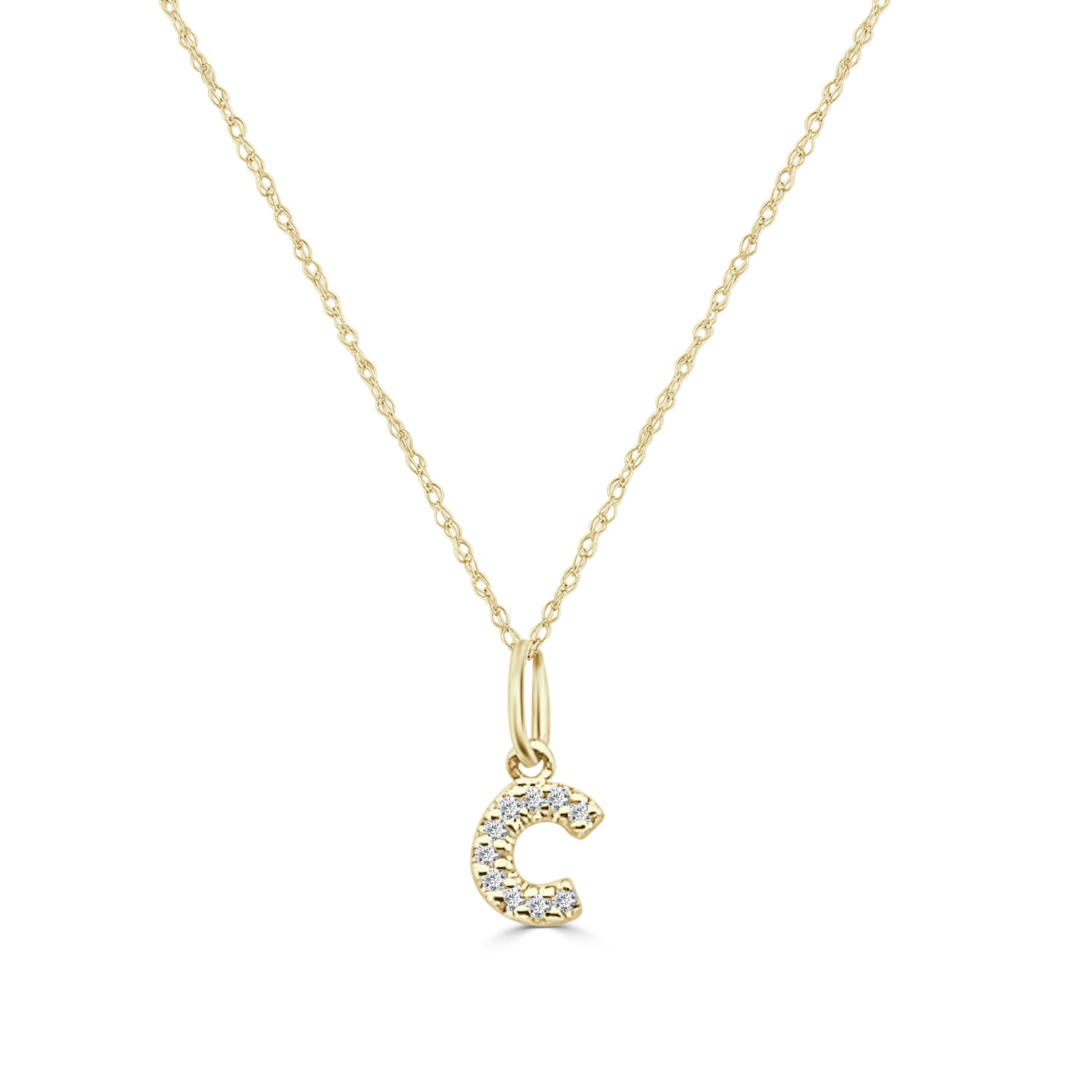 14K Yellow Gold Initial Charm Necklace with Natural Diamond Accent (0.04 ct)