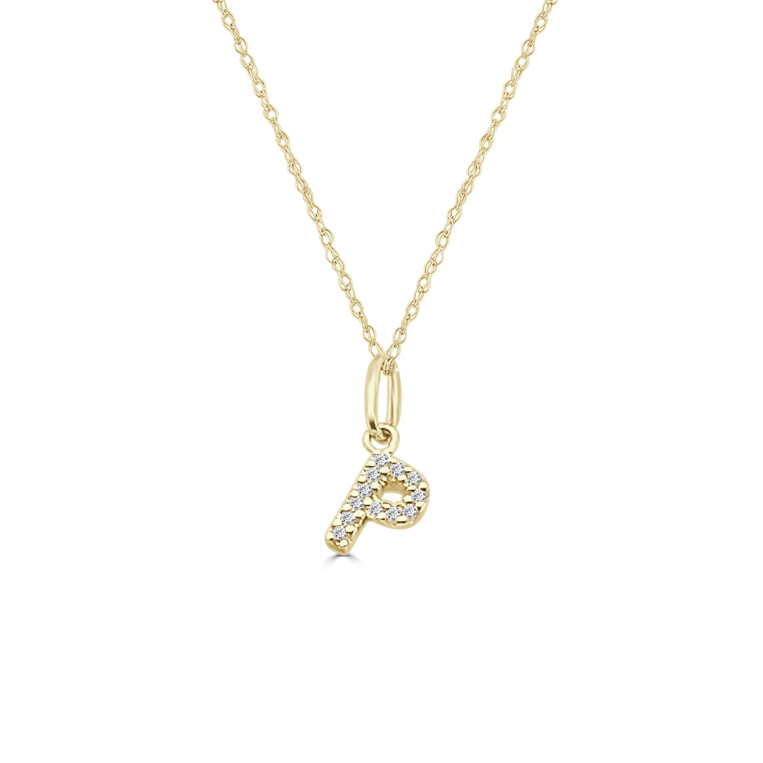 14K Yellow Gold Initial Charm Necklace with Natural Diamond Accent (0.04 ct)