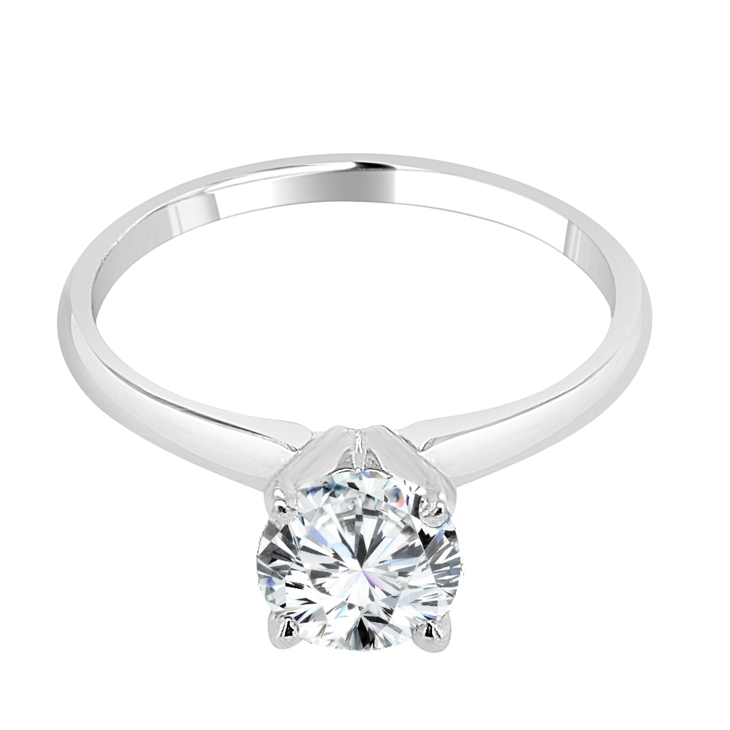 Round 1.00 Carat Natural Diamond Engagement Ring in 14 Karat White Gold