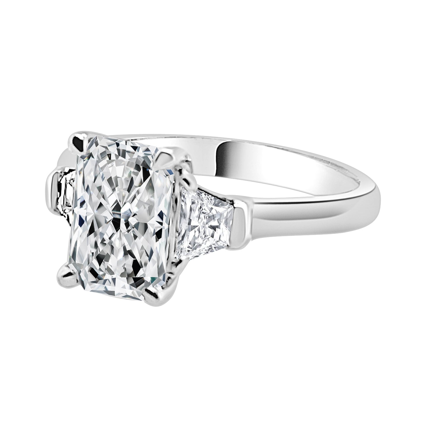 Radiant Trapezoid Lab Diamond Engagement Ring in 14K White Gold - 2.02 ct