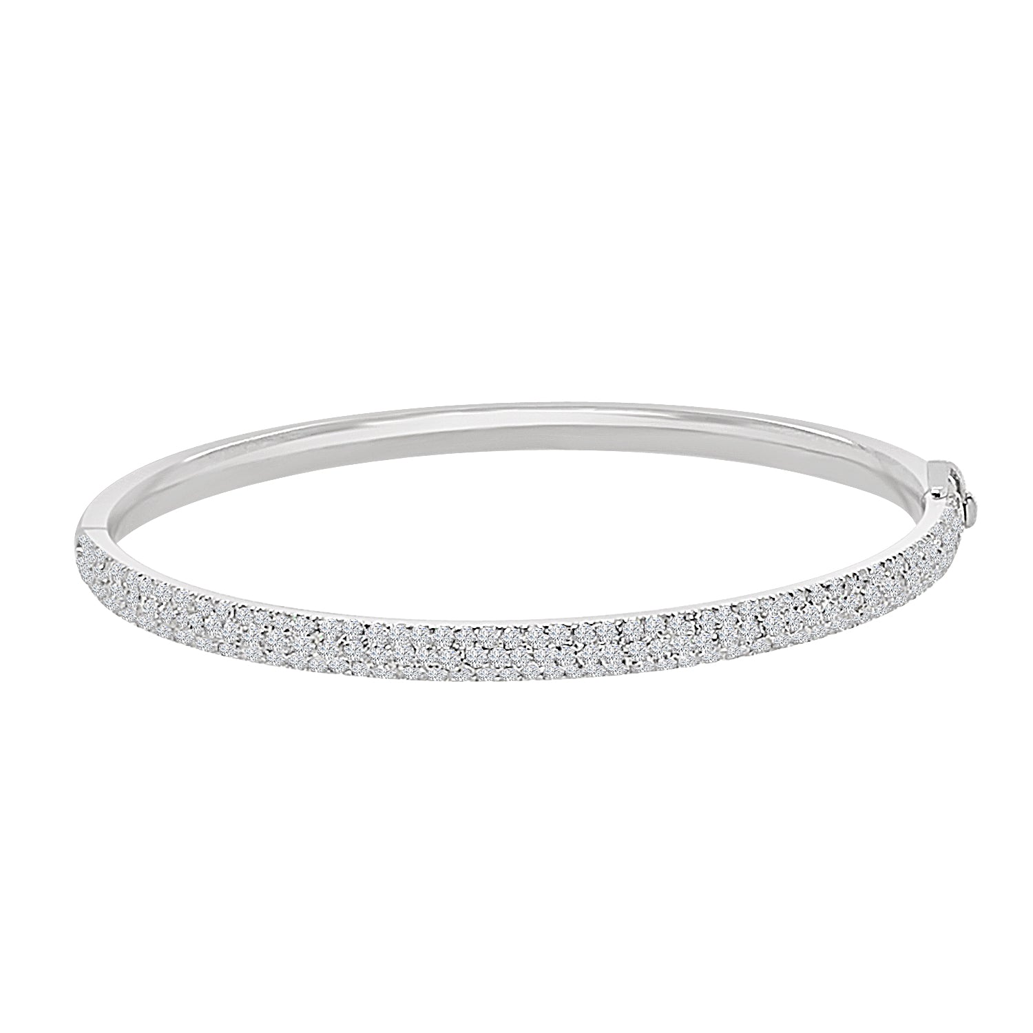 Triple Row Natural Diamond Bangle in 18 Karat White Gold - 1.72 Carats