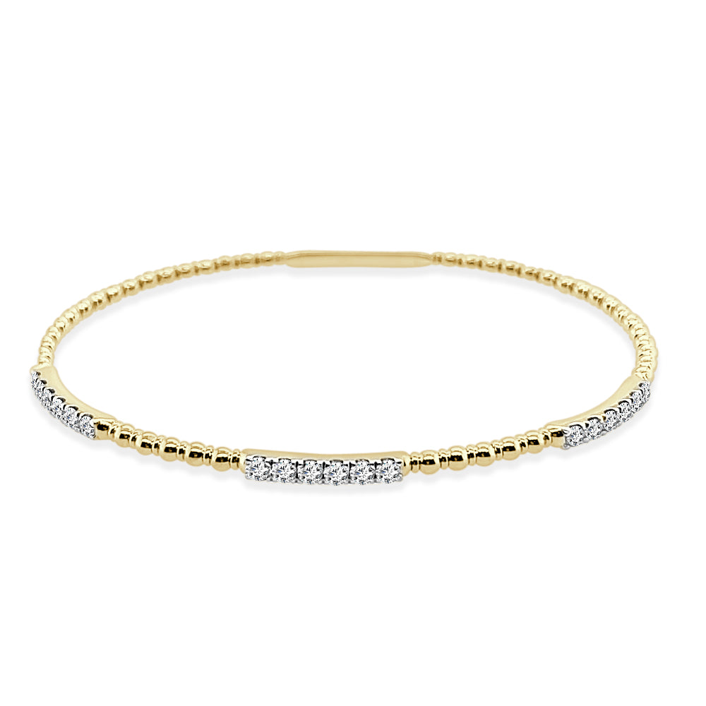 Round Diamond Bubble Flex Bangle in 14 Karat Yellow Gold - 0.73 Natural Diamond