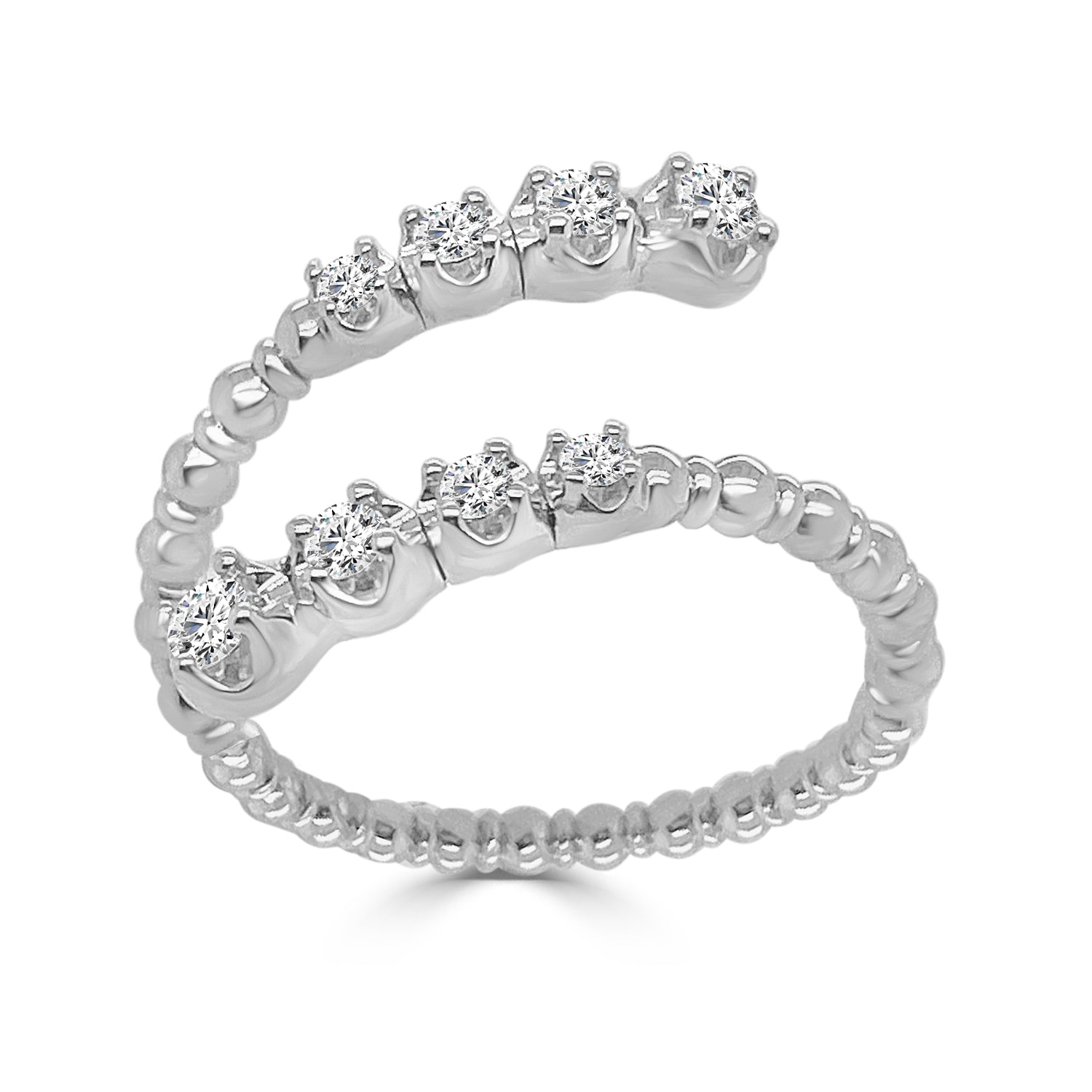 0.23 Carat Natural Diamond Open Flex Ring in 14 Karat White Gold