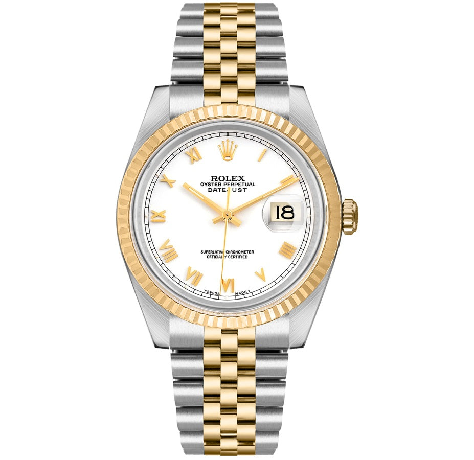 White Roman Dial Rolex Date Just 16233