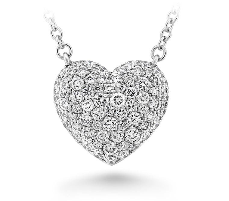 18K White Gold Pave Heart Necklace with 0.53 ct Natural Diamond