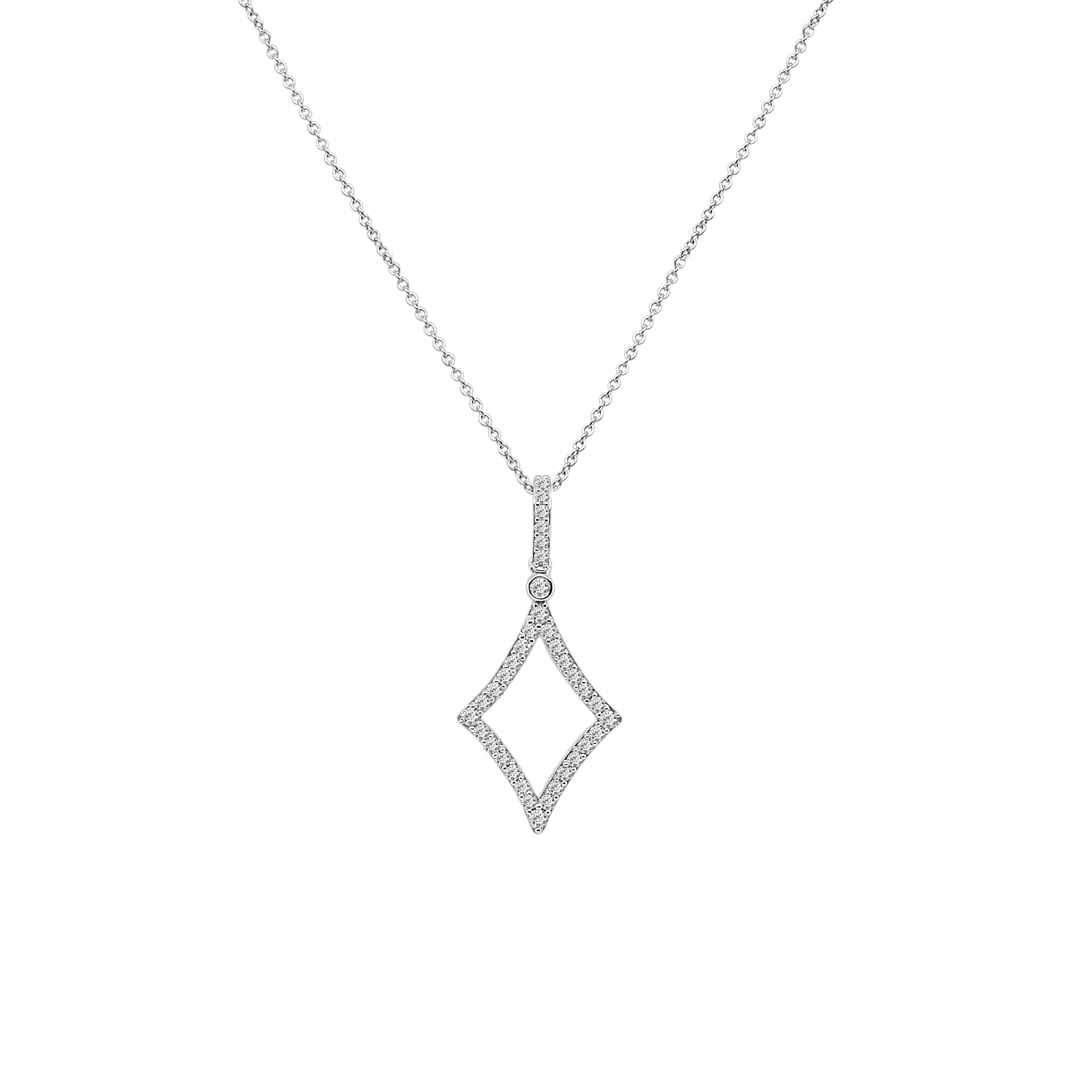 Dazzling Diamond Drop Necklace in 14 Karat White Gold - 0.33 Carat Natural Diamond