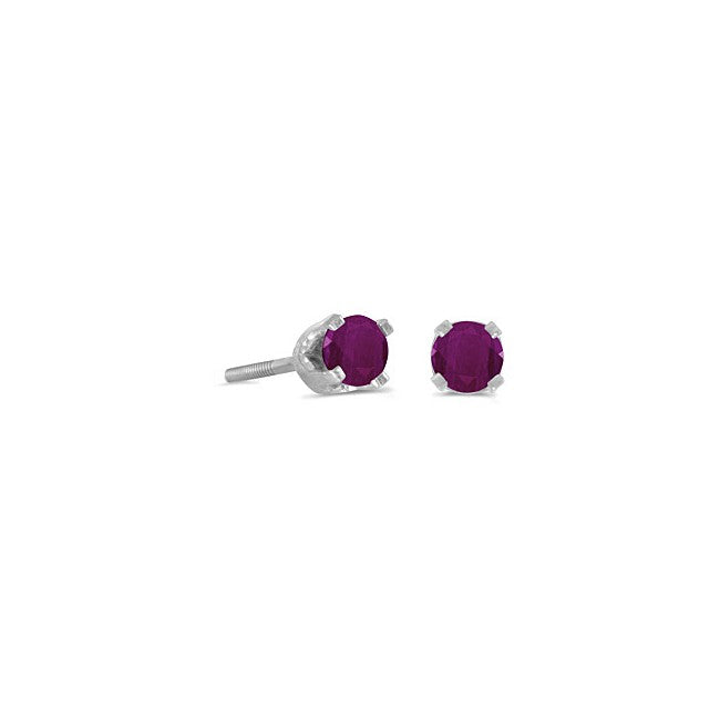 July Ruby Solitaire Studs in 14 Karat White Gold