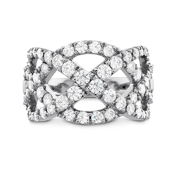 Intertwining 18 Karat White Gold Ring with 1.45 Carat Natural Diamond