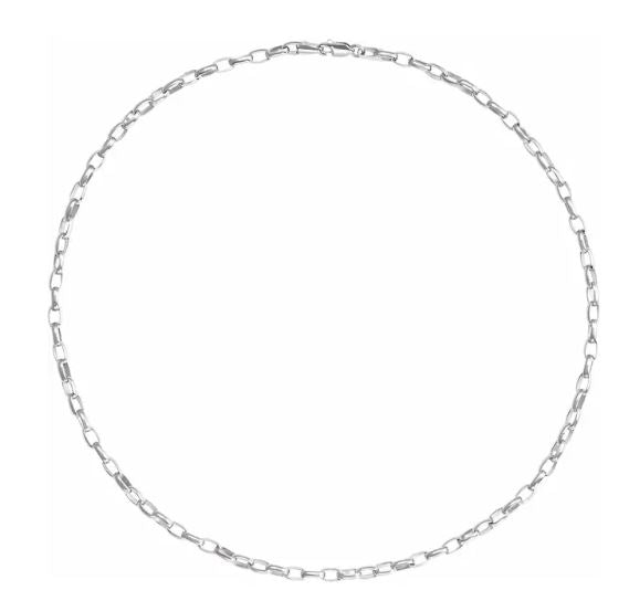 Sterling Silver Puffed Oval Chain Necklace