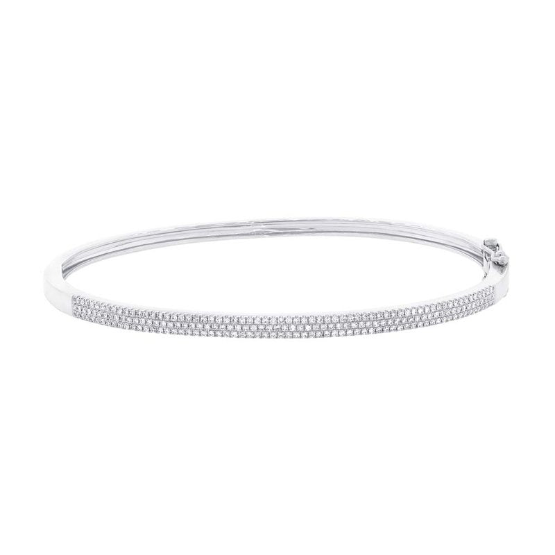 0.52 ct Natural Diamond Pave Bangle in 14 Karat White Gold