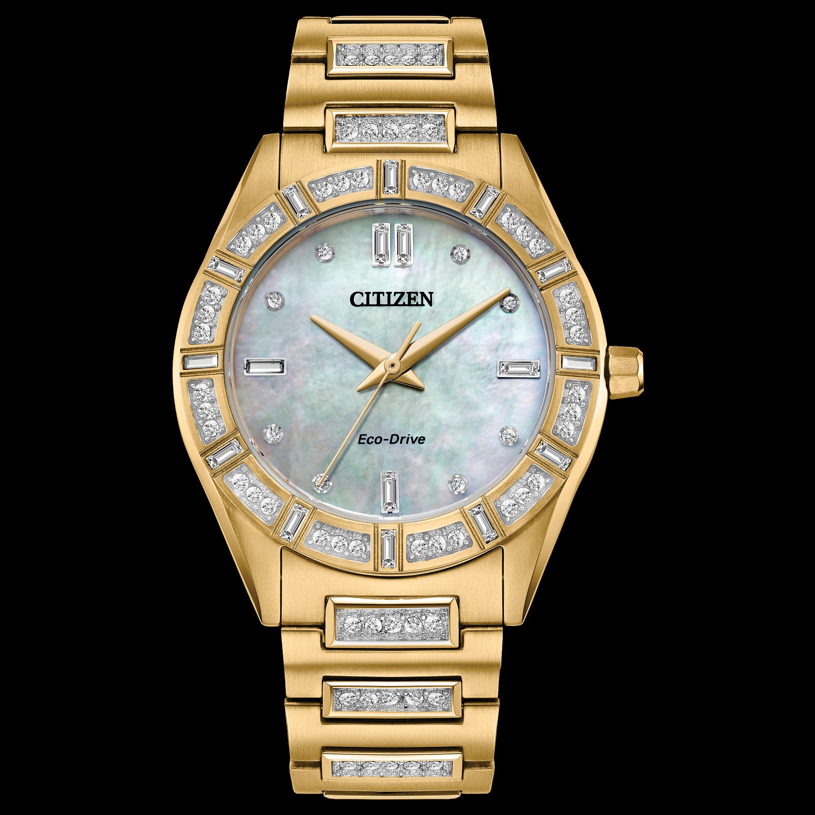 Citizen Ladies Watch: Large Silhouette Crystal with MOP Dial, Stainless Steel