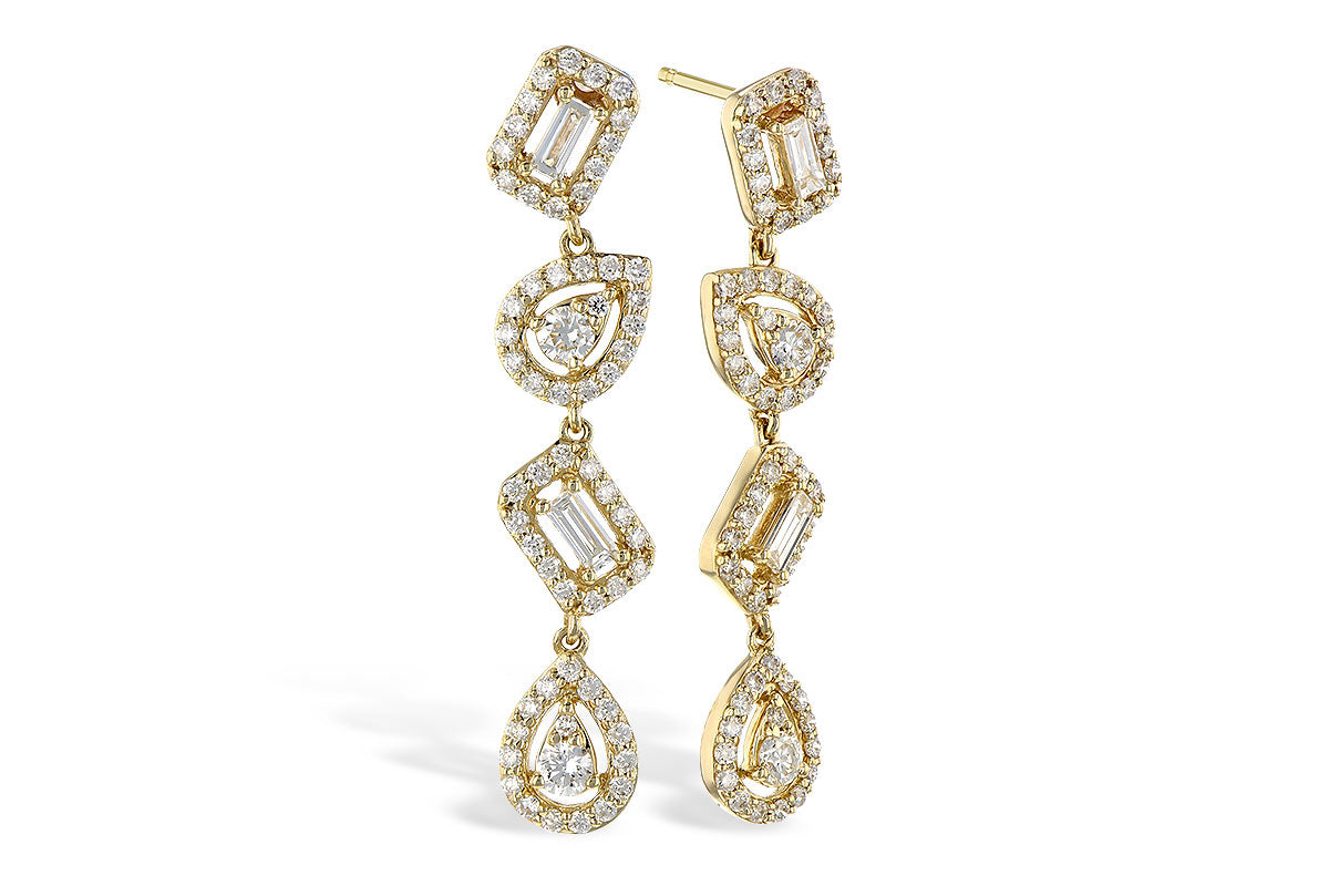 Multishape Natural Diamond Earrings in 14K Yellow Gold - 0.82 Carats