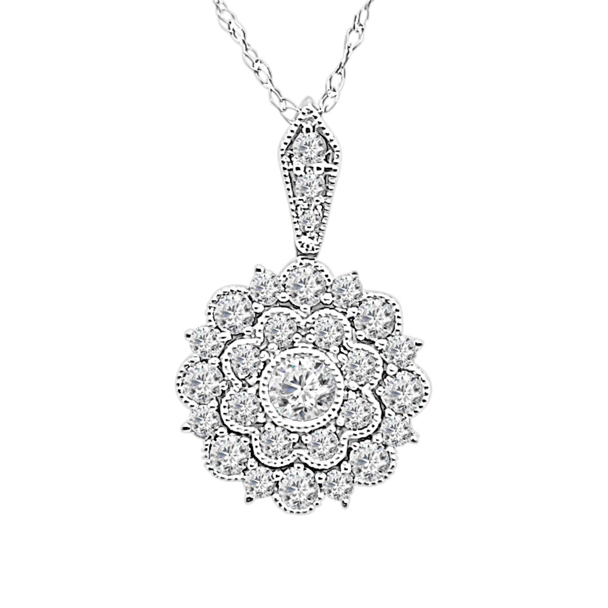 Sure, how about Vintage Cluster Diamond Necklace in 14 Karat White Gold - 0.50 Carat?
