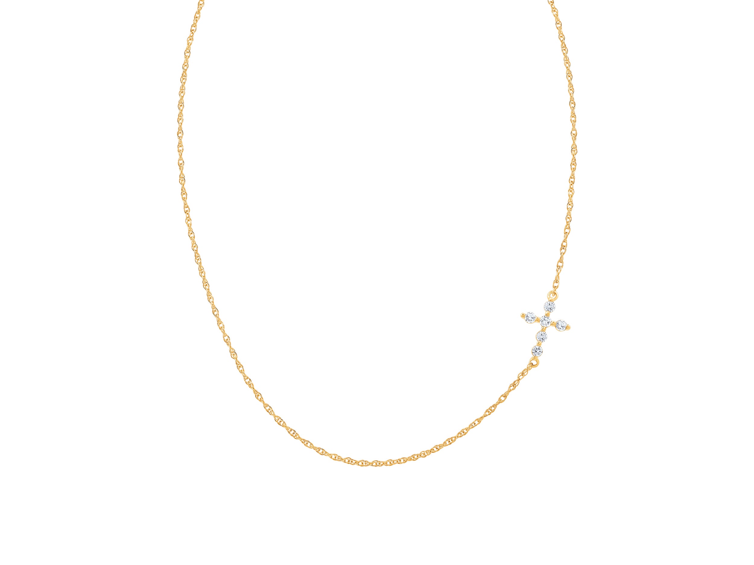 10 Karat Yellow Gold Bubble Prong Necklace with Natural Diamond 0.22 ct