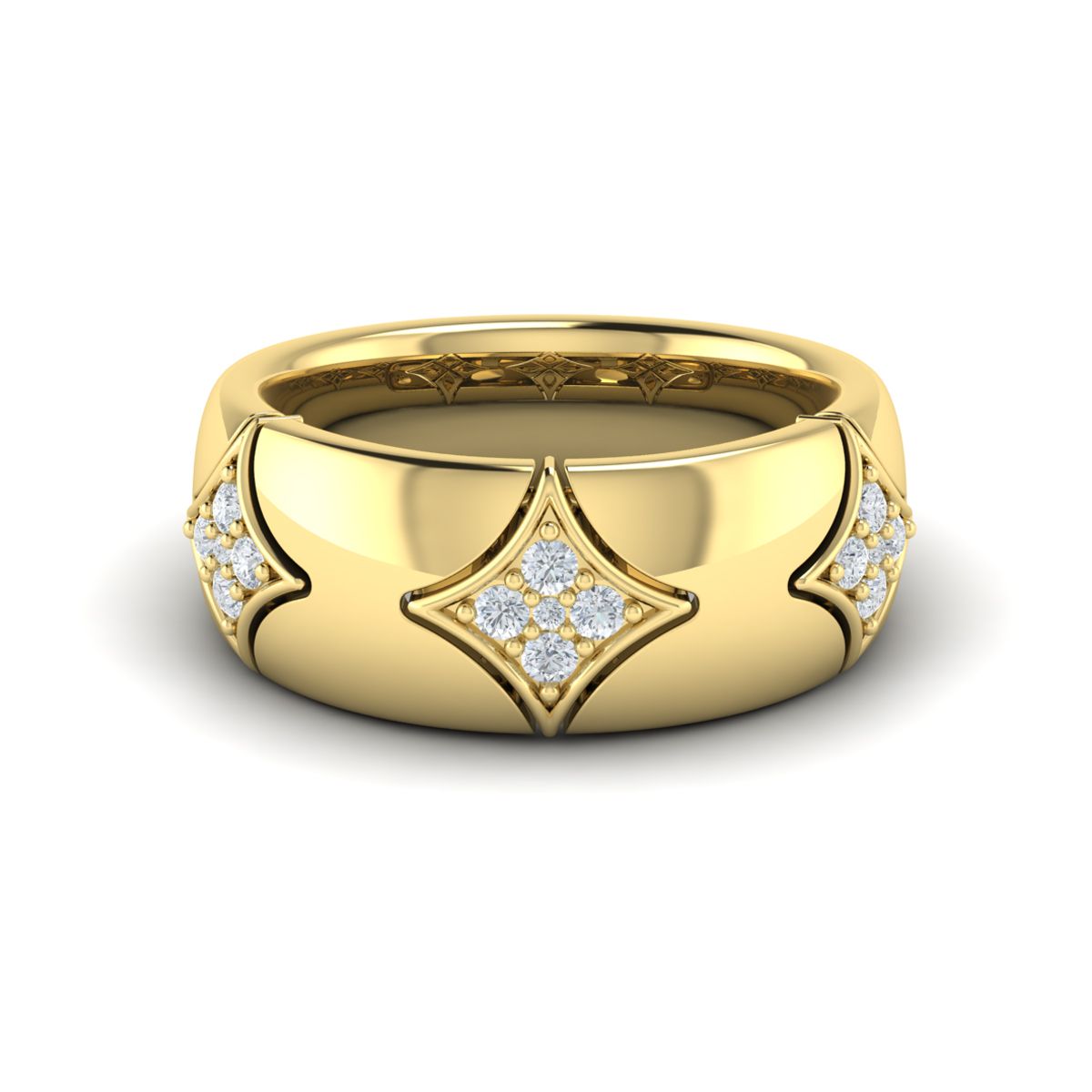 14K Yellow Gold Cluster 3-Star Diamond Ring - 0.24 Carat Natural Diamond