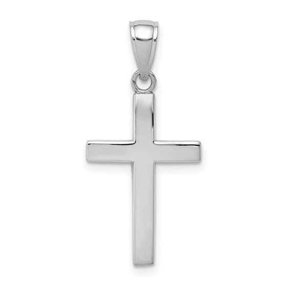 14 Karat White Gold Polished Cross Charm Necklace